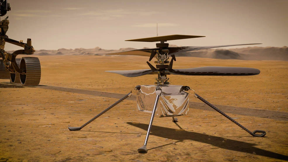 Марсианский вертолет Ingenuity Mars Helicopter способен производить подзарядку собственных батарей прямо в воздухе Марсианский вертолет Ingenuity Mars Helicopter способен производить подзарядку собственных батарей прямо в воздухе