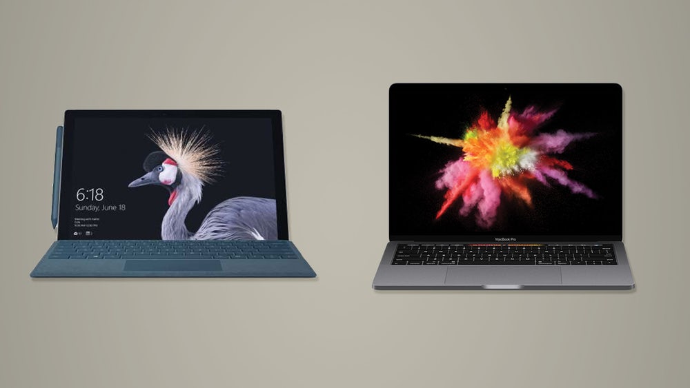 Microsoft Surface Pro (2017) против Apple MacBook Pro Microsoft Surface Pro (2017) против Apple MacBook Pro